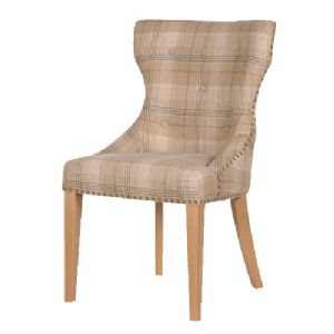 Jeffrey Beige Check Buttoned Dining Chair